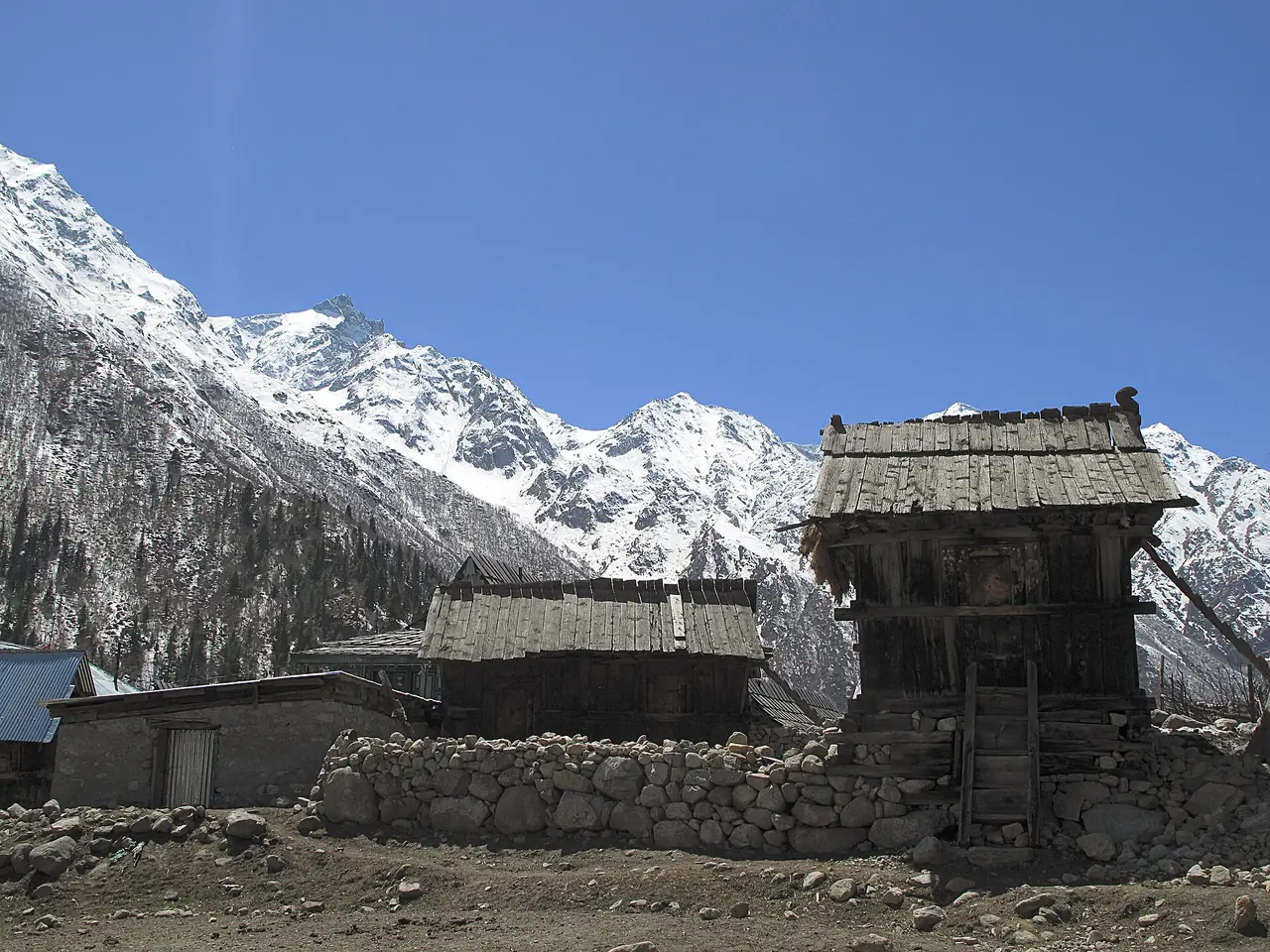Traditional wooden houses in Chitkul