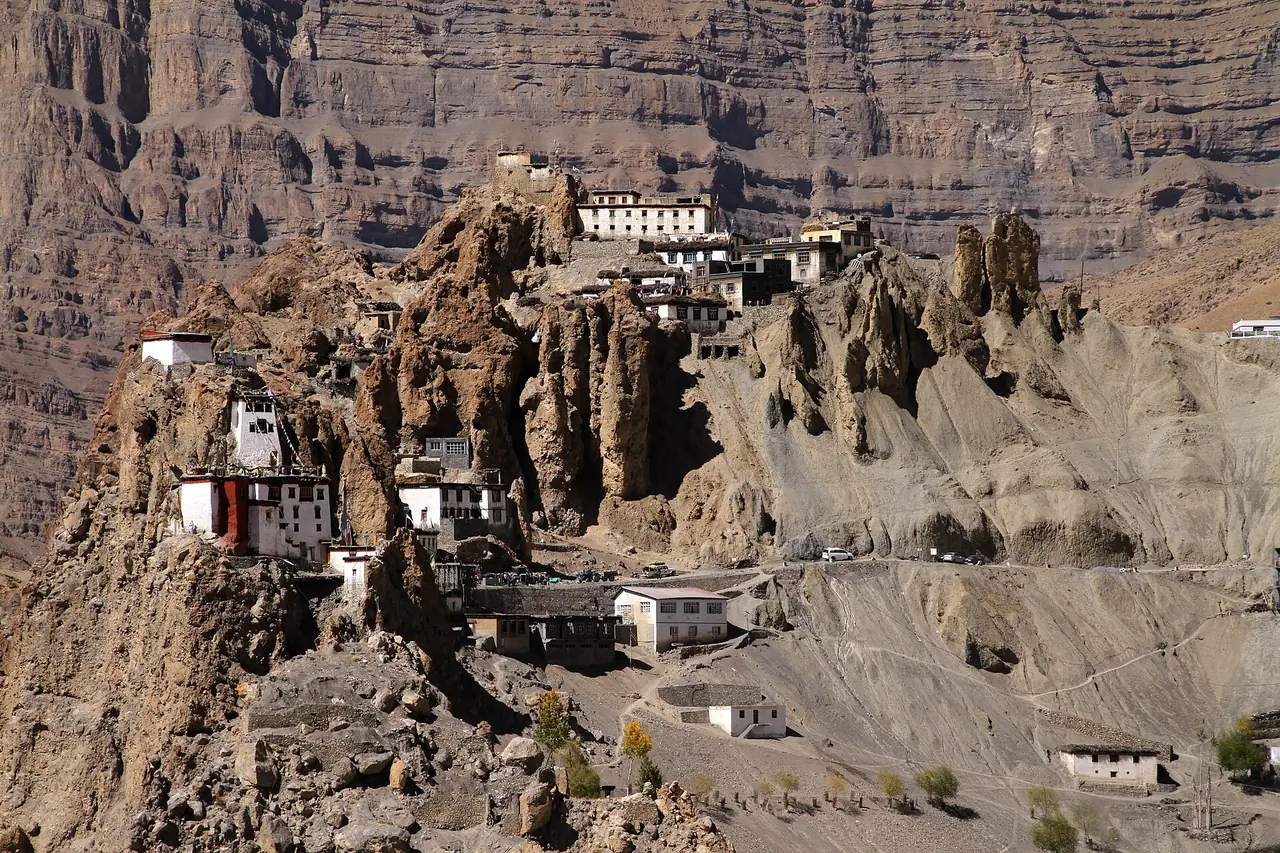 Dhankar's old fort-monastery on its crag