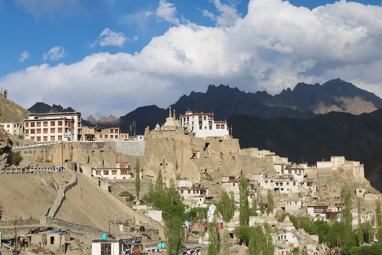 Lamayuru Monastery and village on eroded hills