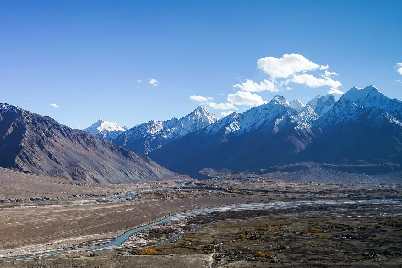The Padum plain and the mountains of central Zanskar