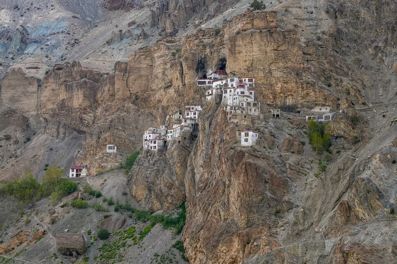 Phuktal Monastery built into a cliff above the Lungnak gorge