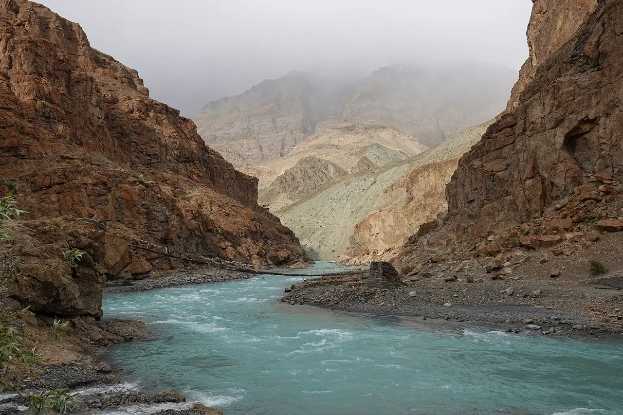 The turquoise Zanskar river in its gorge